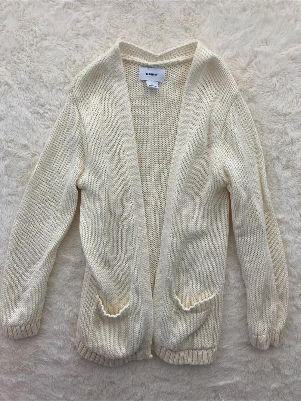 SALE! 50% Off Kids Old Navy Cream Open-Front Knit Cardigan with Pockets Size 5T